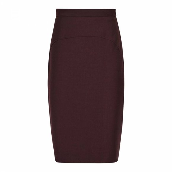 NWT REISS Ricca Wool Pencil Skirt Plum 2 - Picture 4 of 8
